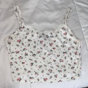 Floral Tank Top Lace Trim
